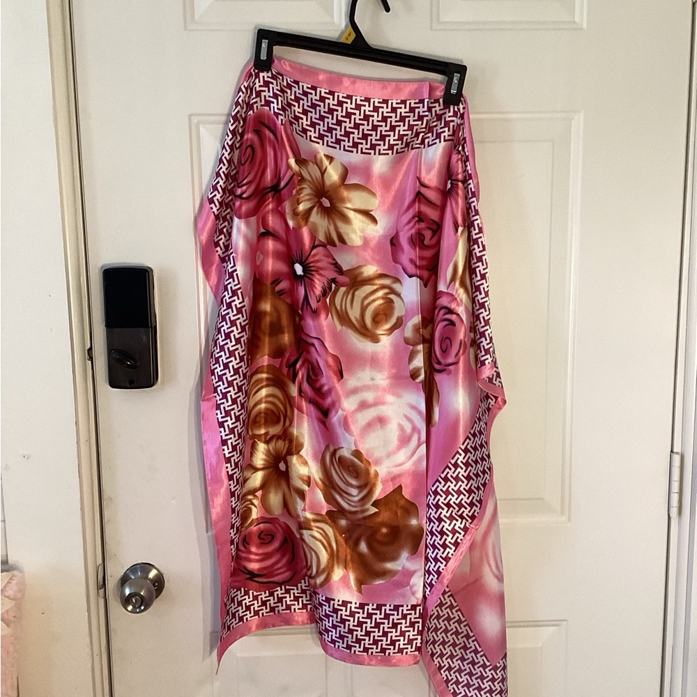 Vintage Mosi Pink and Brown Floral Scarf